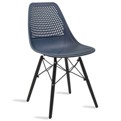 Καρέκλα Ninja pakoworld από PP χρώμα σκούρο μπλε με ξύλινα πόδια