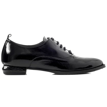  Παπούτσια Δετά Λουστρίνι Με Ιδιαίτερο Τακούνι CHANIOTAKIS Μαύρο