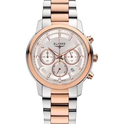 Elysee Lady Sport Chronograph Two Tone Stainless Steel Bracelet 