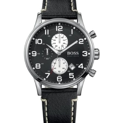 Hugo Boss Aeroliner Chronograph Black Leather Strap - 1512569