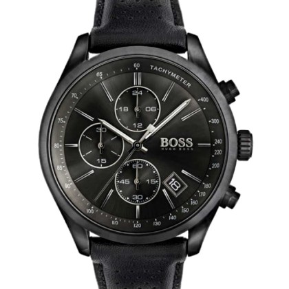 Hugo Boss Grand Prix Chronograph Black Leather Strap - 1513474
