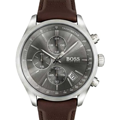 Hugo Boss Grand Prix Chronograph Brown Leather Strap - 1513476