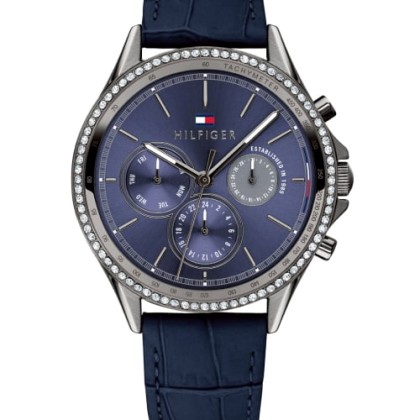 Tommy Hilfiger Ari Multifunction Crystals Blue Leather Strap - 1