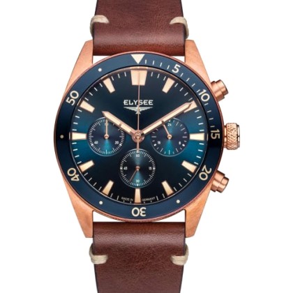Elysee Bronze Chronograph Brown Leather Strap - 98017