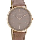 OOZOO Timepieces Vintage Rose Gold Brown Leather Strap - C7332