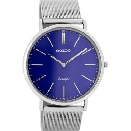 OOZOO Timepieces Vintage Silver Metal Strap - C7388