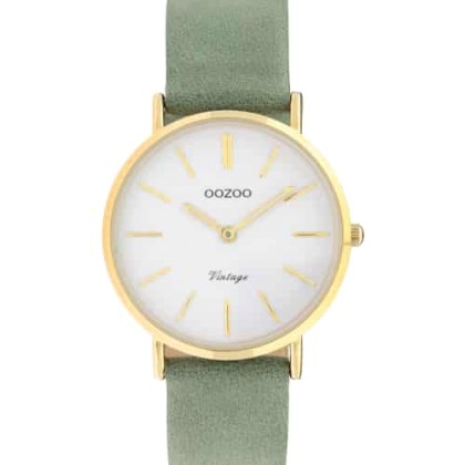 OOZOO Timepieces Vintage Gold Green Leather Strap - C9976