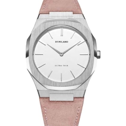 D1 MILANO Ultra Thin Silver Dolomia Suede Leather Strap - D1-UTL