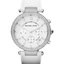Michael Kors Parker Chronograph Crystals White Leather Strap - M