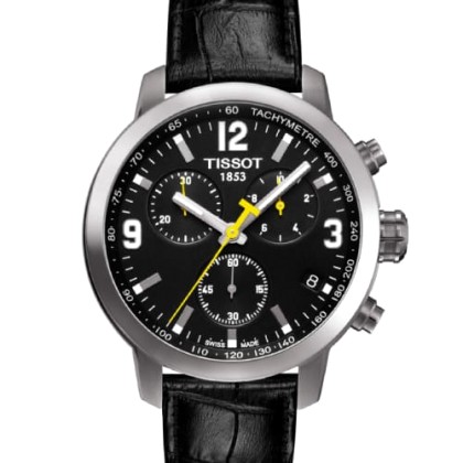 TISSOT T-Sport PRC200 Chronograph Black Leather Strap - T055.417