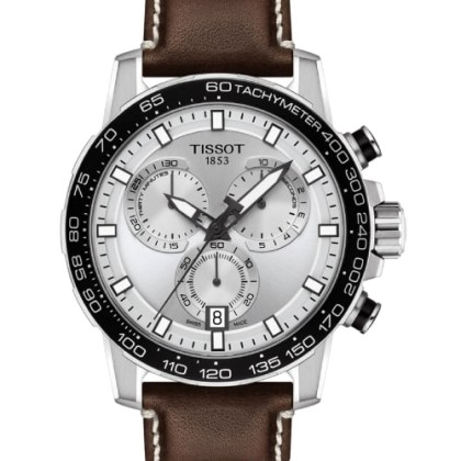 TISSOT Supersport Cronograph Brown Leather Strap - T125617160310