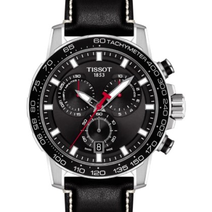 TISSOT Supersport Cronograph Black Leather Strap - T125617160510