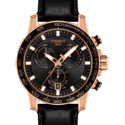TISSOT Supersport Cronograph Black Leather Strap - T125617360510