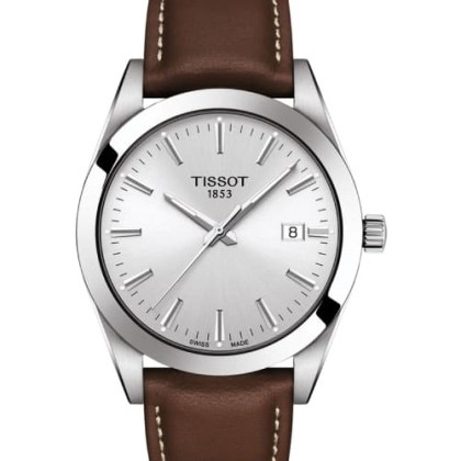 TISSOT T-Classic Gentleman Brown Leather Strap - T1274101603100