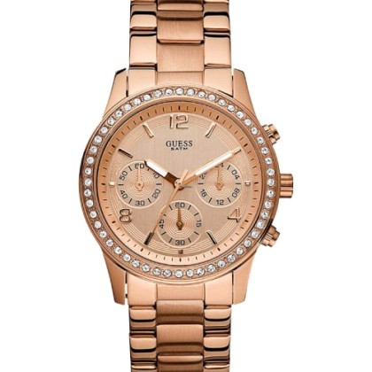 Guess Multifunction Crystals Rose Gold Stainless Steel Bracelet 