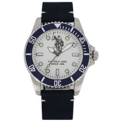 U.S. POLO Yankee - USP3086BL Silver case, with Blue Leather Stra