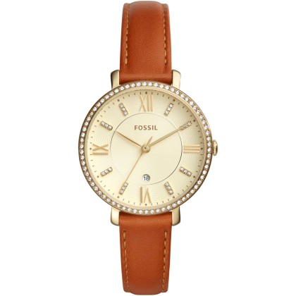 FOSSIL Jacqueline Ladies - ES4293,  Gold case with Brown Leather