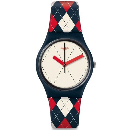 SWATCH Socquette - GN255,  Blue Case with Multicolor Rubber Stra