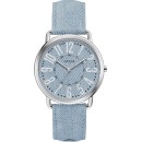 GUESS Ladies - W1068L2,  Silver case with Light Blue Leather Str