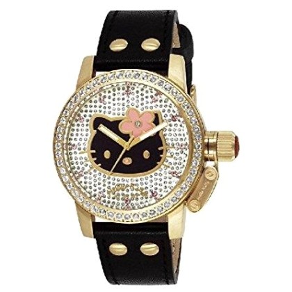 HELLO KITTY by Jetset - JHK128-647,  Gold case with Black Leathe