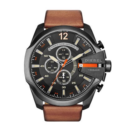 DIESEL Mega Chief - DZ4343  Anthracite case, with Brown Leather 