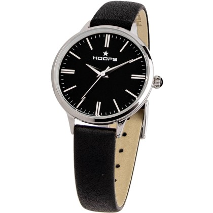 HOOPS Classic - 2609LS02  Silver case with Black Leather Strap
