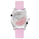 GUESS Crystals Ladies  - W1223L1,  Silver case with Pink Rubber 