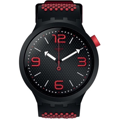 SWATCH Big Bold - SO27B102,  Black case with Red Rubber Strap