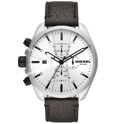 DIESEL MS9 Chronograph - DZ4505  Silver case with Black Leather 