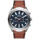 DIESEL Tumbler Chronograph -DZ4508,  Silver case with Brown Leat