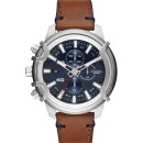 DIESEL Griffed Chronograph - DZ4518  Silver case with Brown Leat