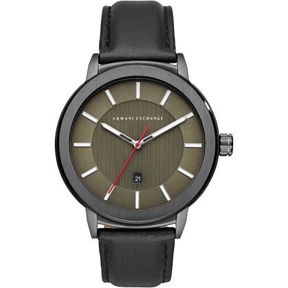 ARMANI EXCHANGE  Mens - AX1473,  Grey case with Black Leather St