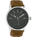 OOZOO Timepieces  - C10305 , Silver case with Brown Leather Stra