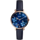 FOSSIL Jacqueline - ES4673,  Rose Gold case with Blue Leather St