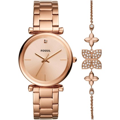 FOSSIL Carlie Gift Set - ES4685,  Rose Gold case with Stainless 