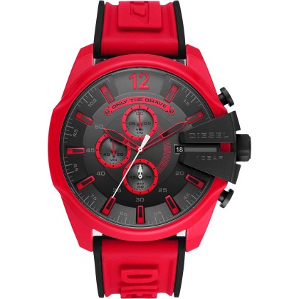 DIESEL Mega Chief Chronograph - DZ4526,  Red case with Red Rubbe