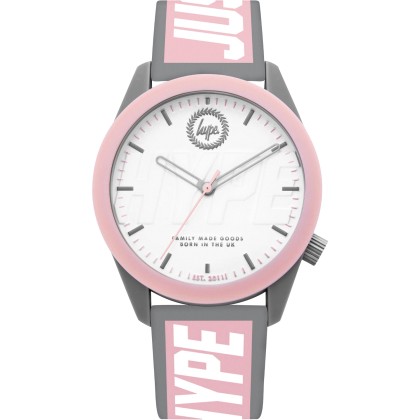 HYPE Ladies - HYL018PW  Grey case with Grey & Pink Rubber Strap