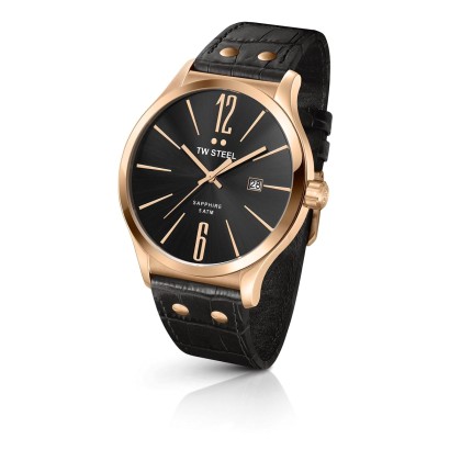 TW STEEL Slim Line - TW1303 Rose Gold case, with Black Leather S