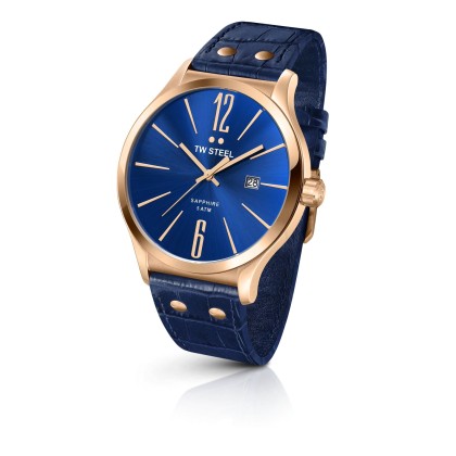 TW STEEL Slim Line - TW1305 Rose Gold case, with Blue Leather St