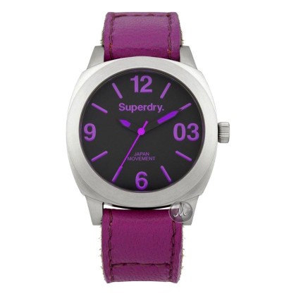 SUPERDRY Thor - SYL115V Silver case, with Purple Leather Strap