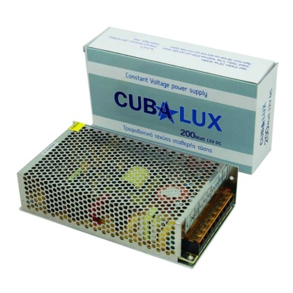 Μετασχηματιστής τροφ. 200W 230V/12V DC ταινιών LED Cubalux