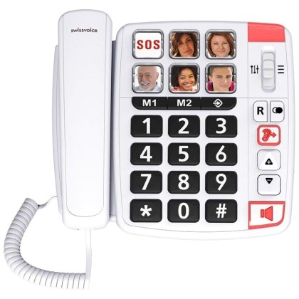 Τηλέφωνο Επιτραπέζιο με πλήκτρο SOS Swissvoice Xtra 1110 Λευκό Λ