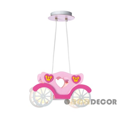 Παιδικό φωτιστικό κρεμαστό άμαξα ροζ πλαστικό MD110042P ACA Ροζ