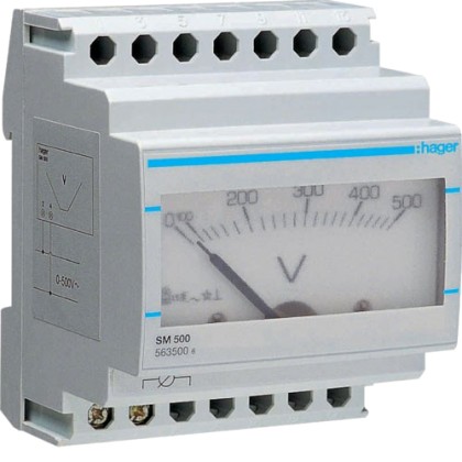 Βολτόμετρο ράγας αναλογικό 0-500V SM500 Hager