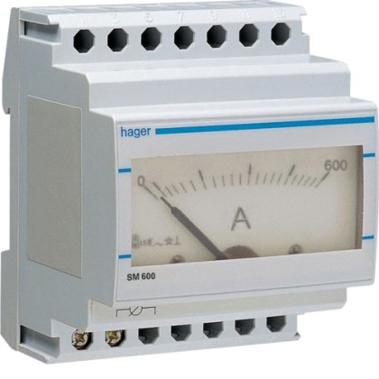 Αμπερόμετρο ράγας αναλογικό 0-600A SM600 μέσω Μ/Σ Hager