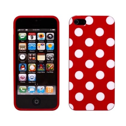 Θήκη σιλικόνης Red White Dots για iPhone 5 και 5S