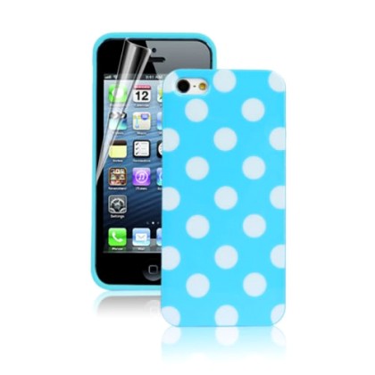 Θήκη σιλικόνης Blue White Dots για iPhone 5 /5s