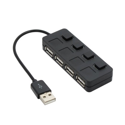 USB HUB 2.0 4 Θύρες με διακόπτες Μαύρο