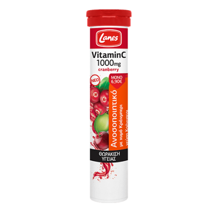 LANES Βιταμίνη C 1000mg + Cranberry με γεύση Κράνμπερι, Κεράσι +