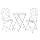 Σετ Τραπέζι Με 2 Καρέκλες Μεταλλικό Λευκό Διάτρητο